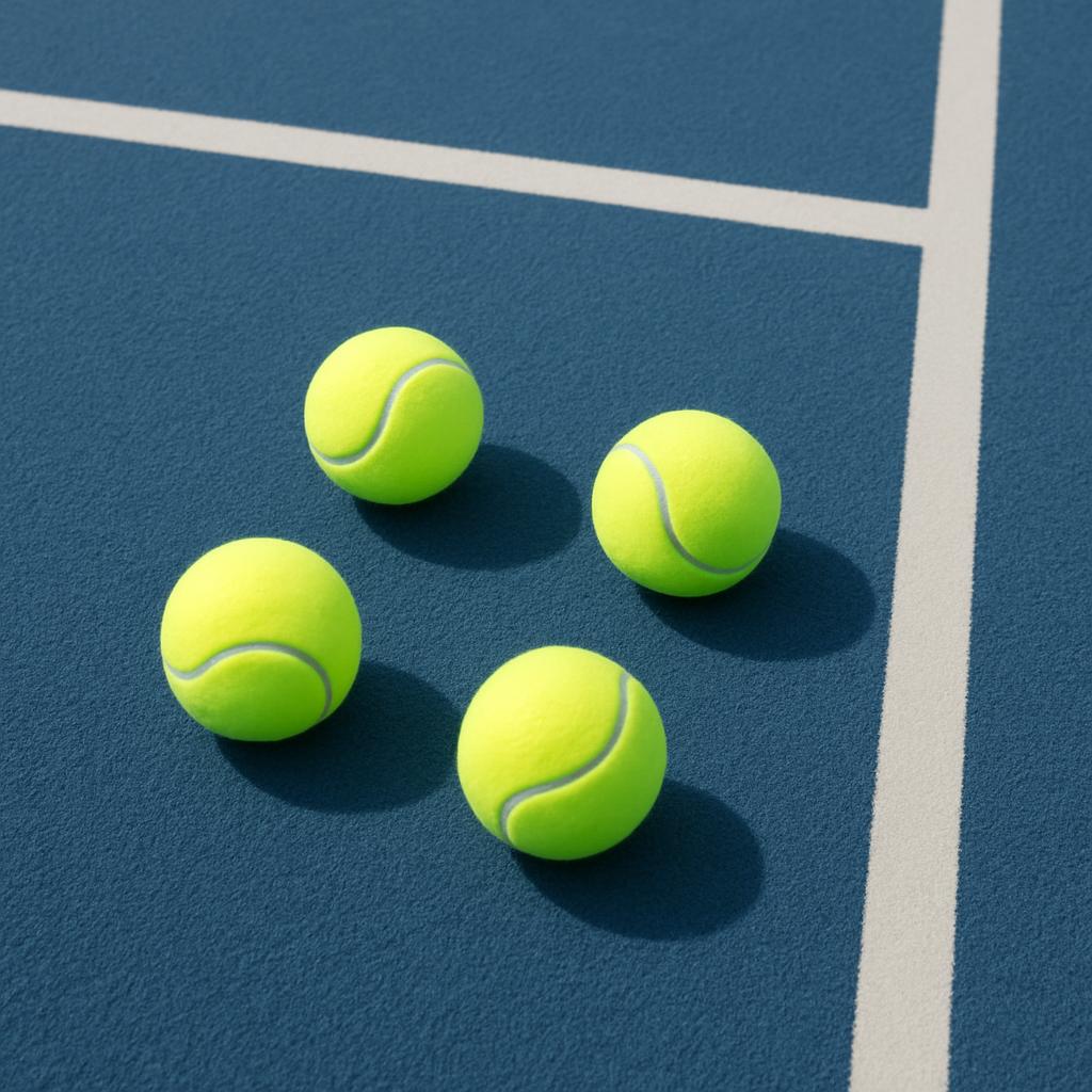 When the close captioning function is turned OFF, the alt text should contain the following information: Four tennis balls...